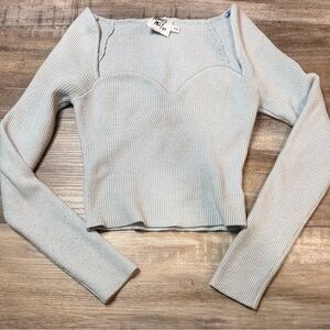 Light Gray Ribbed Long Sleeve Top